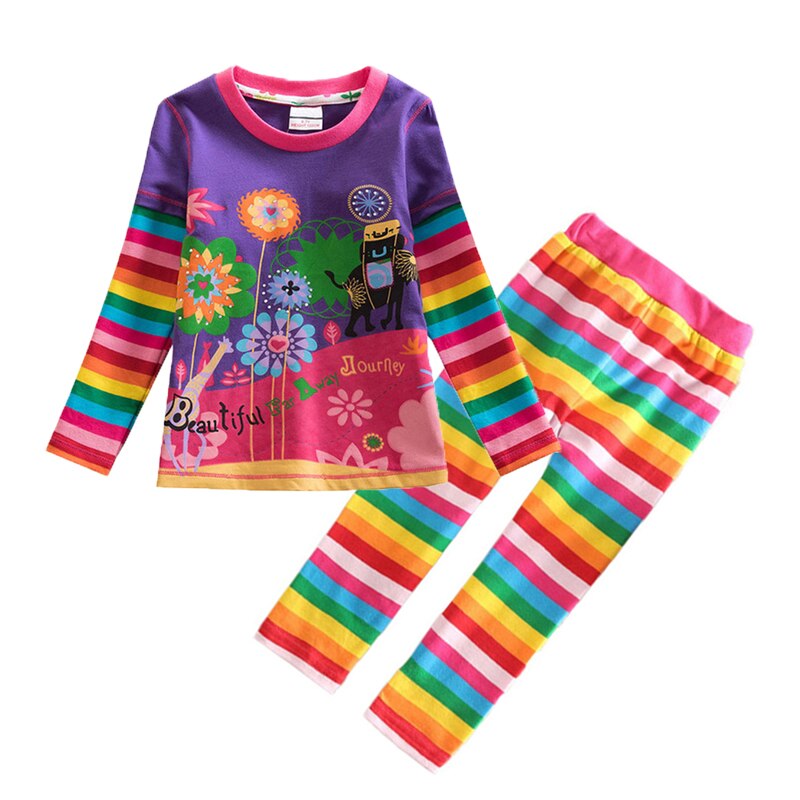 Conjunto Infantil Feminino Colorido de Calça e Blusa - 3 a 8 anos