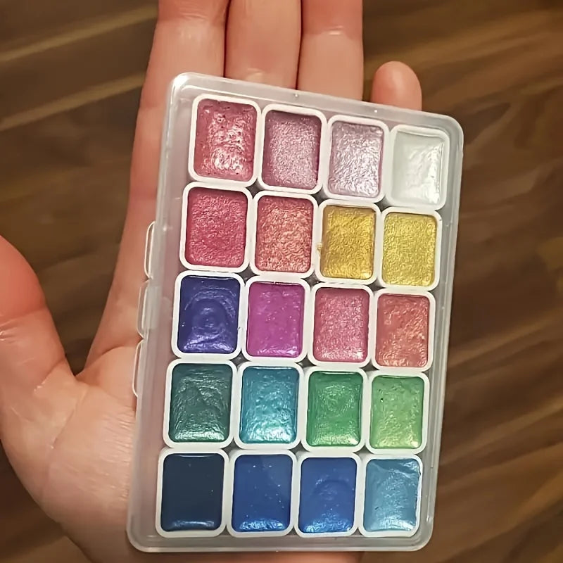 Aquarela com 20 Cores Cintilantes