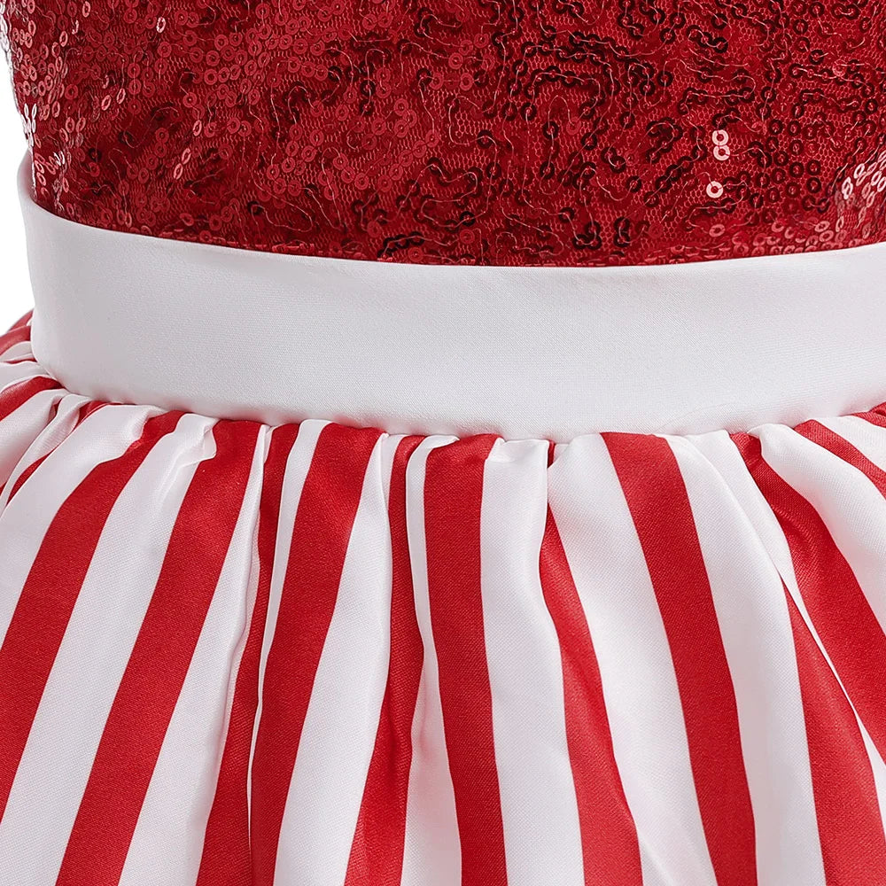 Vestido Natalino Listrado - 3 a 10 anos