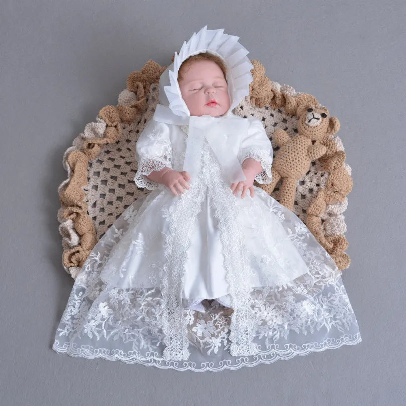 Vestido de Renda com Chapéu - 3 a 24 meses