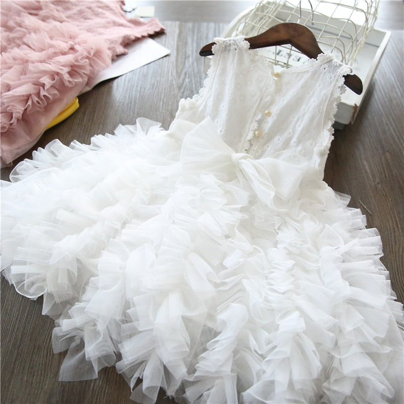 Vestido Sem Mangas com Saia de Tule - 3 a 8 anos
