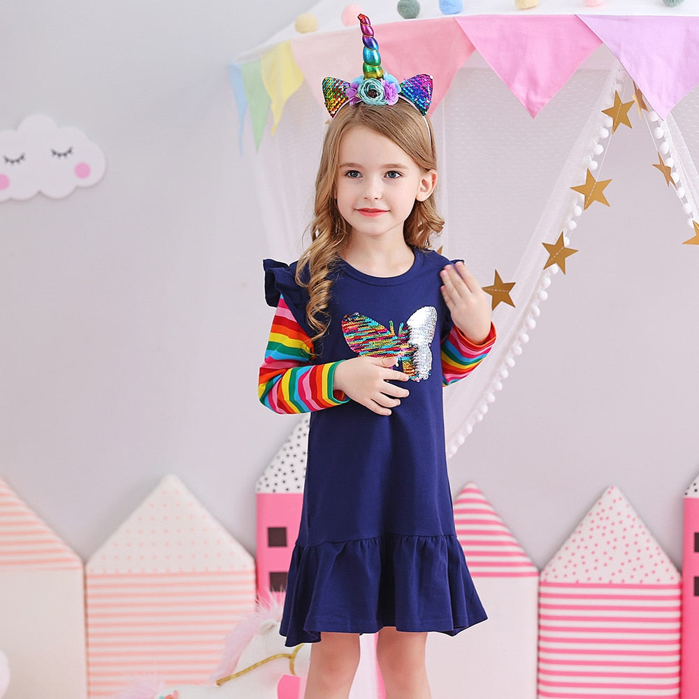 Vestido Manga Longa Colorido Coleção Nuvem - 3 a 12 anos