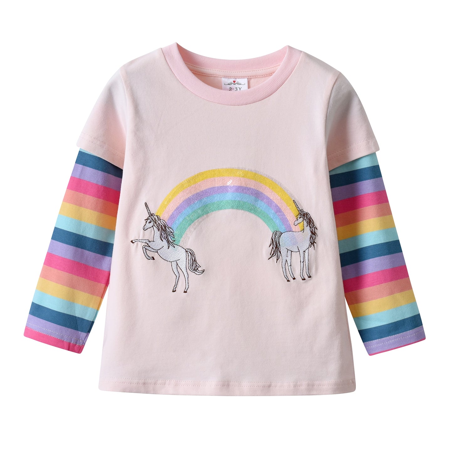 Camiseta feminina infantil estilosa de manga comprida - 3 a 12 anos
