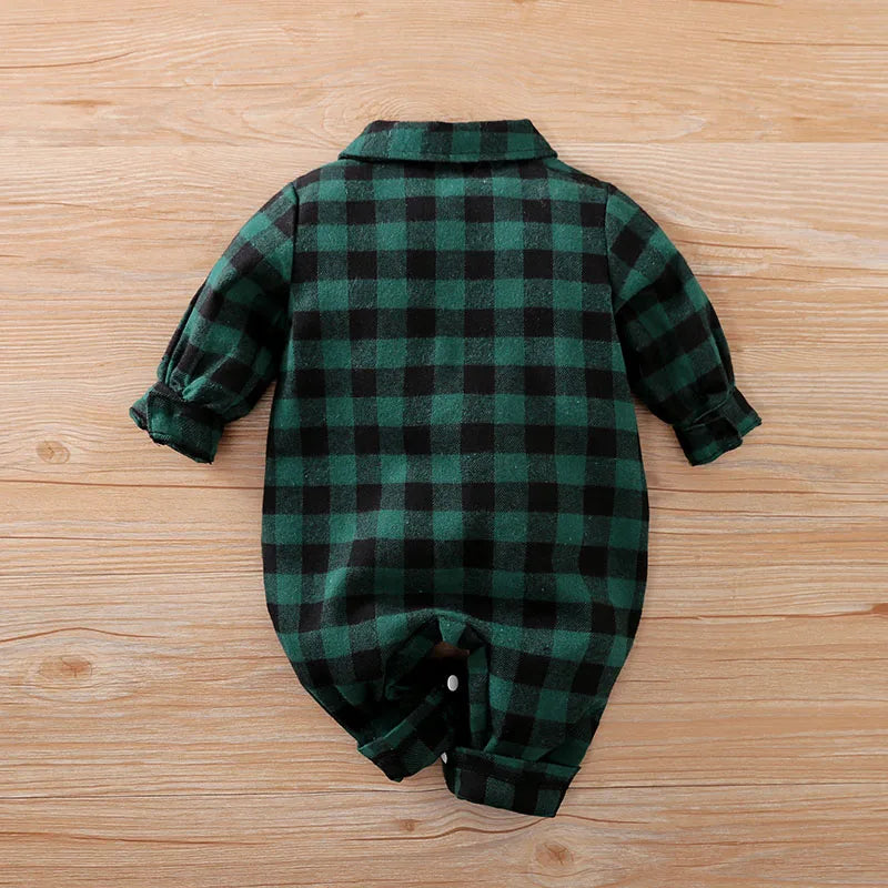 Macacão Verde Xadrez - RN a 18 meses