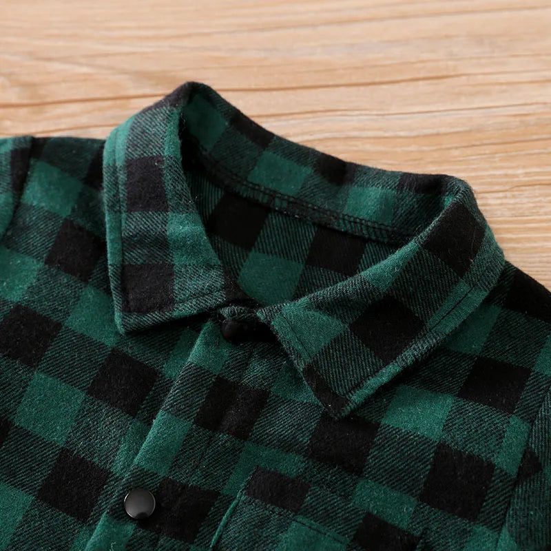 Macacão Verde Xadrez - RN a 18 meses