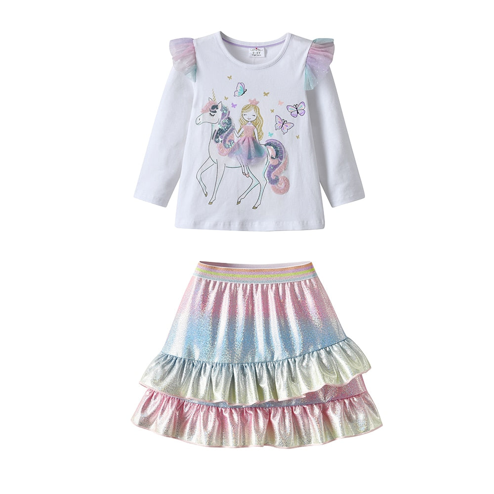 Conjunto Camisa Manga Longa e Saia Coleção Nuvem - 3 a 8 anos