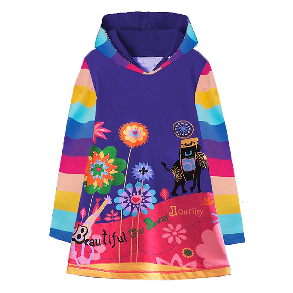 Vestido infantil com capuz para o inverno - 3 a 12 anos
