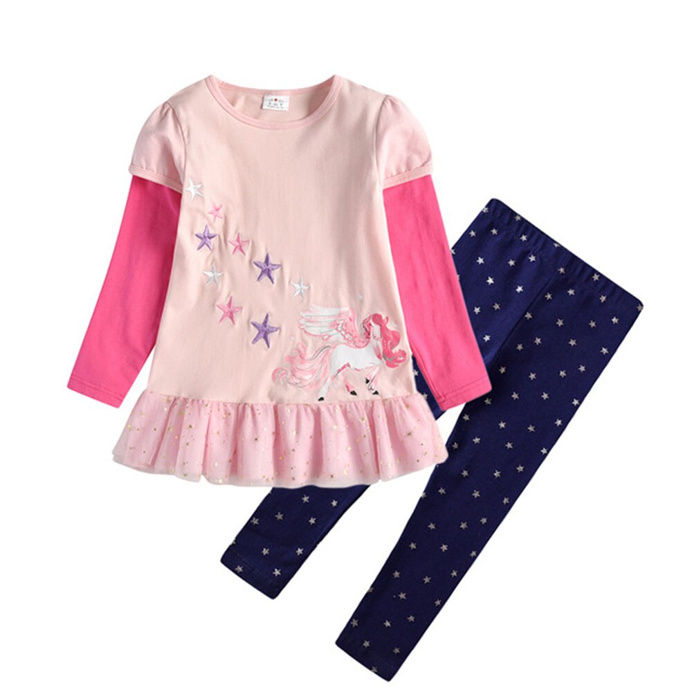 Conjunto Infantil Feminino Colorido de Calça e Blusa - 3 a 8 anos