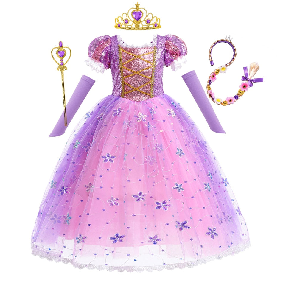 Vestido Rapunzel - 2 a 10 anos