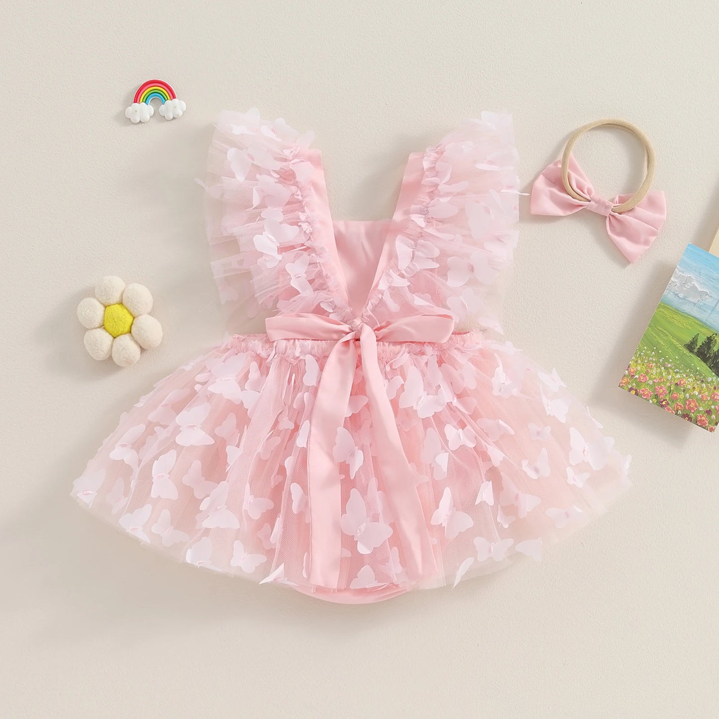 Vestido de Tutu com Borboletas - 6 a 24 meses