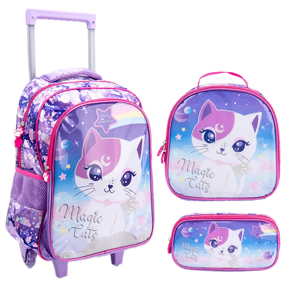 Bolsa de Rodinha com Lancheira e Estojo