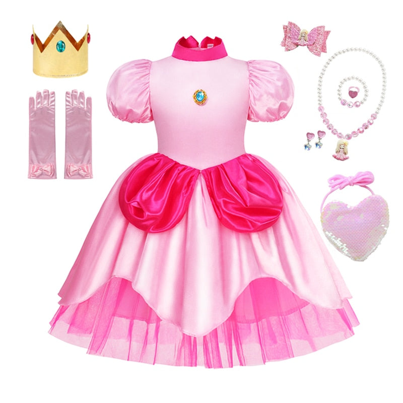 Fantasia da Princesa Peach com Saia de Tule - 2 a 10 anos