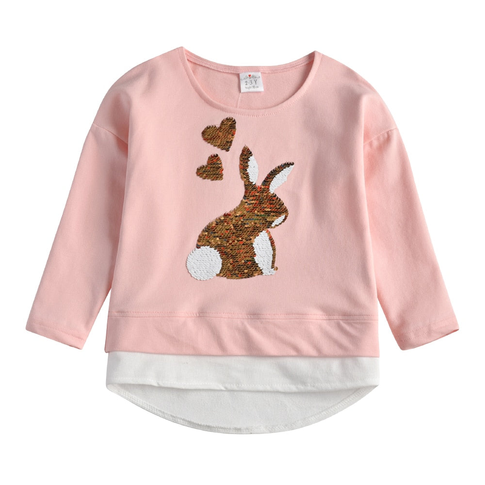 Camiseta feminina infantil estilosa de manga comprida - 3 a 12 anos