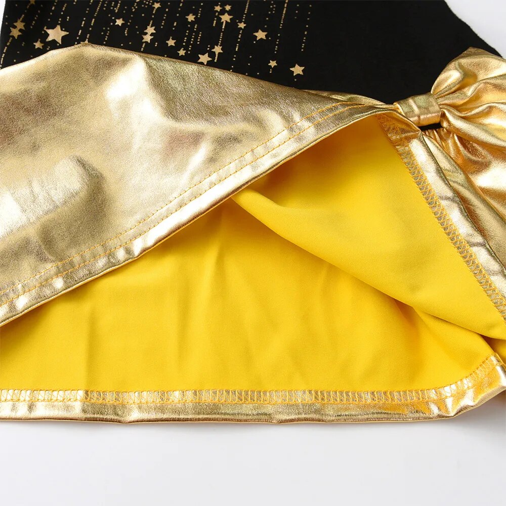 Vestido com Estrelas Douradas - 3 anos a 12 anos