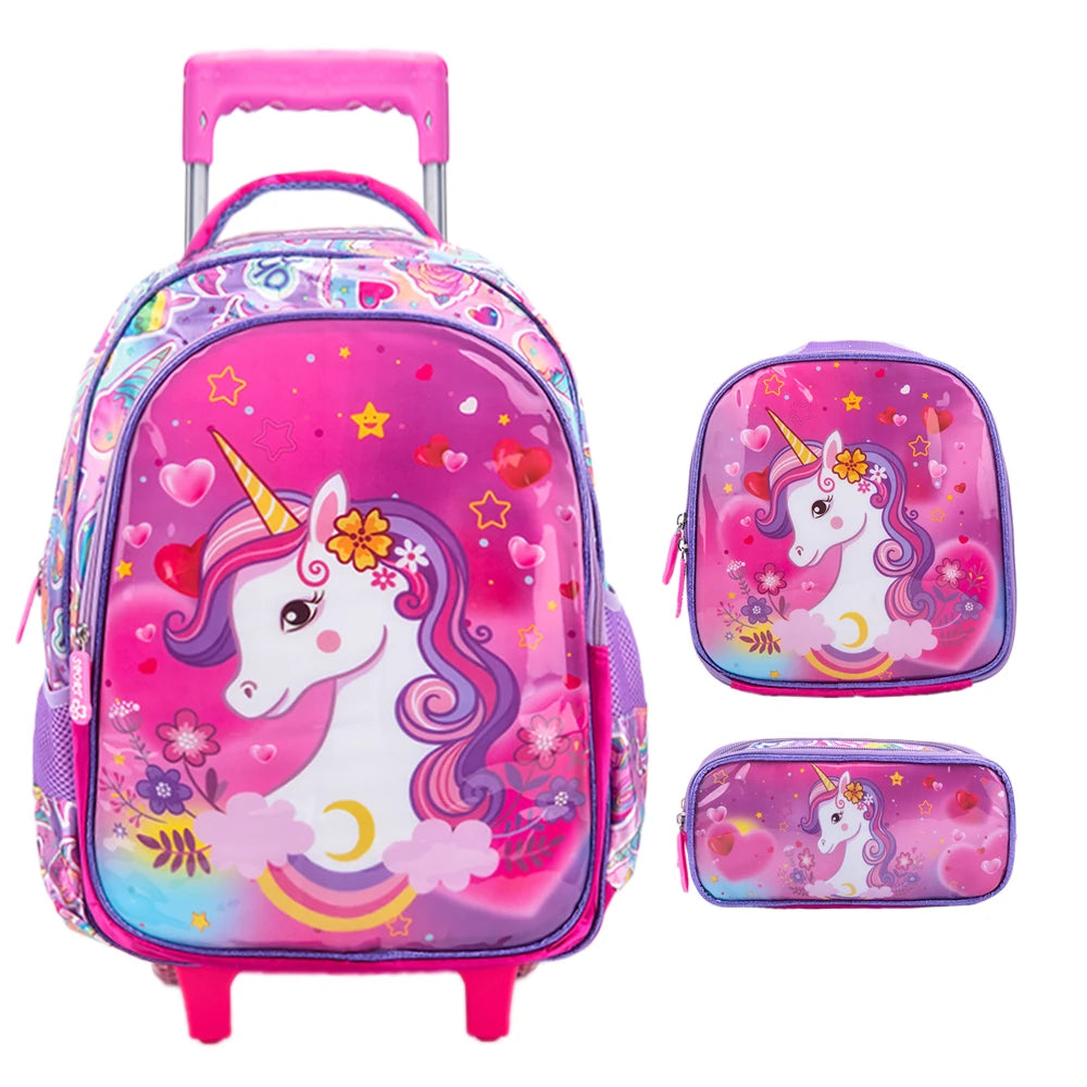 Bolsa de Rodinha com Lancheira e Estojo