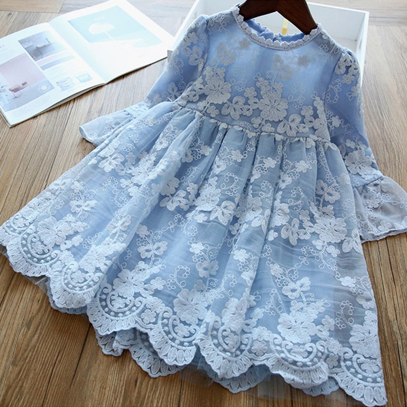 Vestido de Renda Manga Longa - 3 a 8 anos