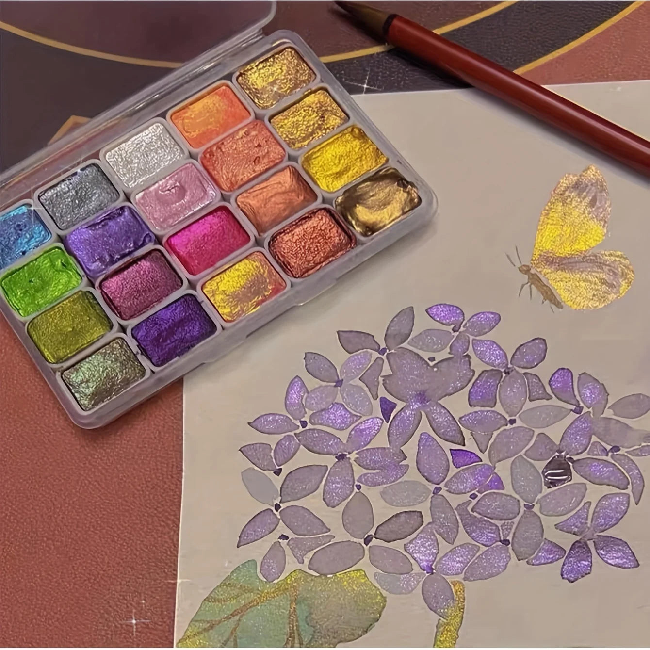 Aquarela com 20 Cores Cintilantes