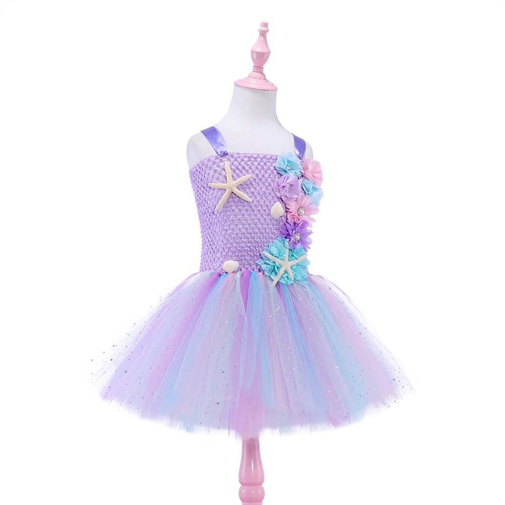 Vestido de Tutu da Pequena Sereia Ariel - 2 a 10 Anos
