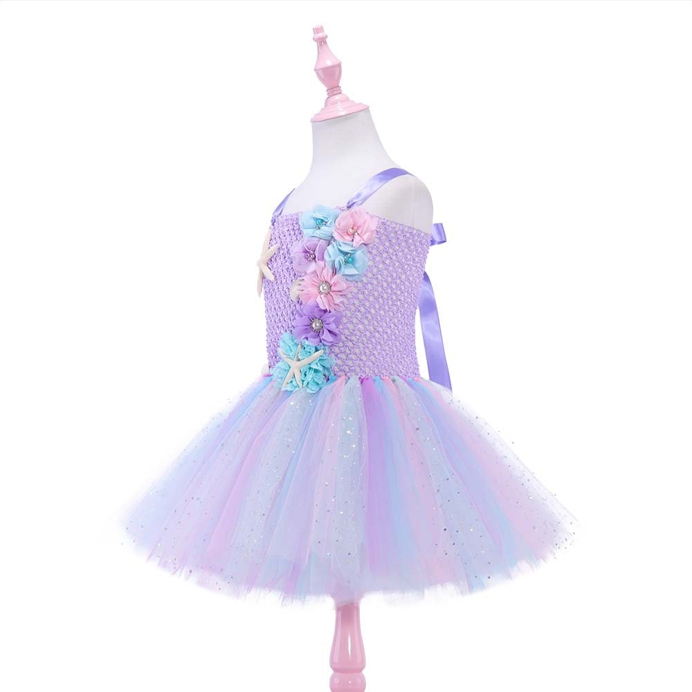 Vestido de Tutu da Pequena Sereia Ariel - 2 a 10 Anos