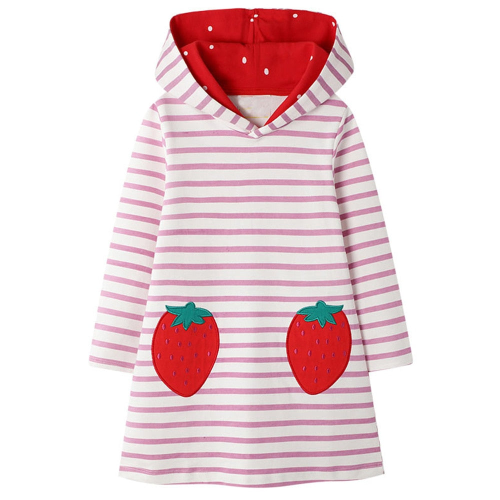 Vestido infantil com capuz para o inverno - 3 a 12 anos