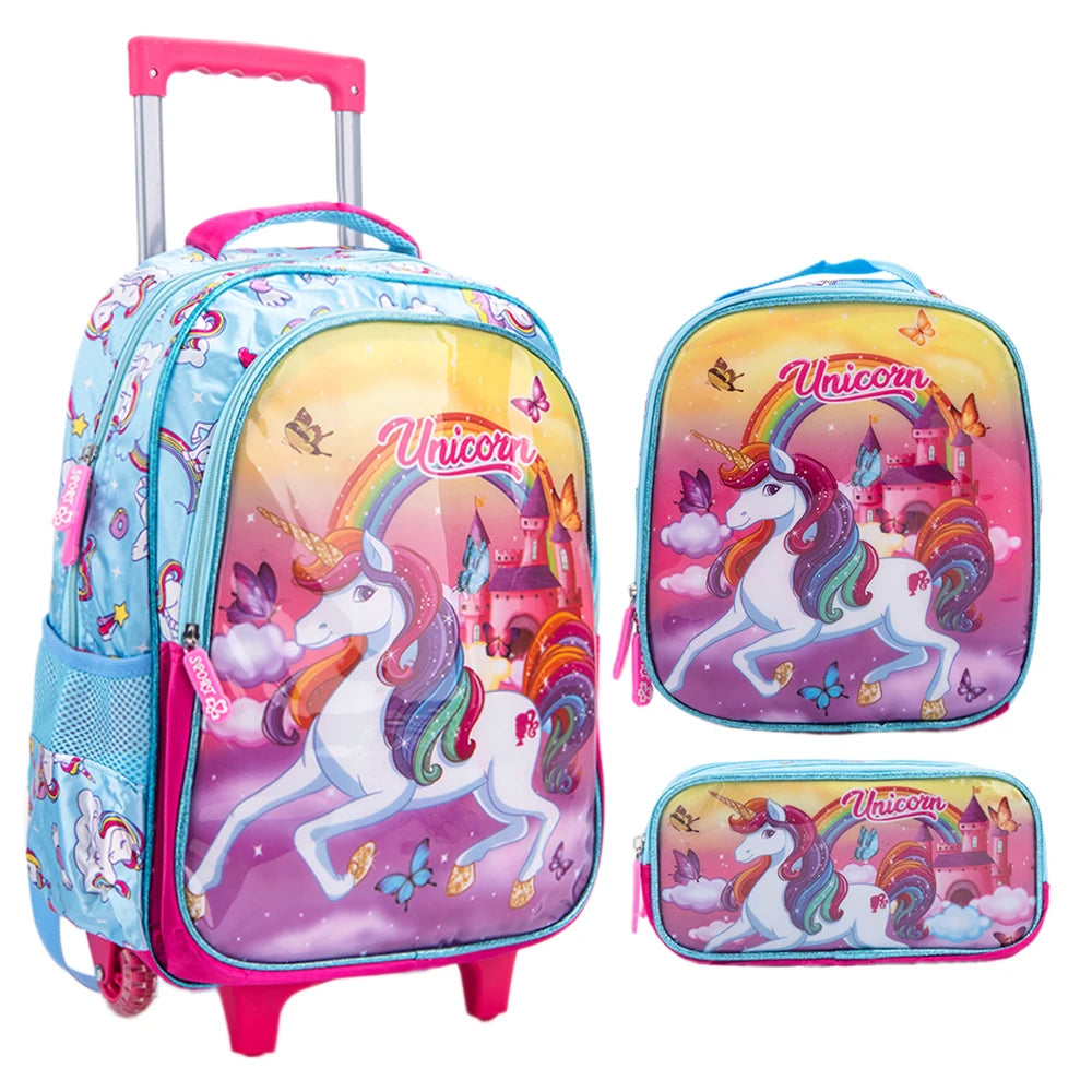 Bolsa de Rodinha com Lancheira e Estojo