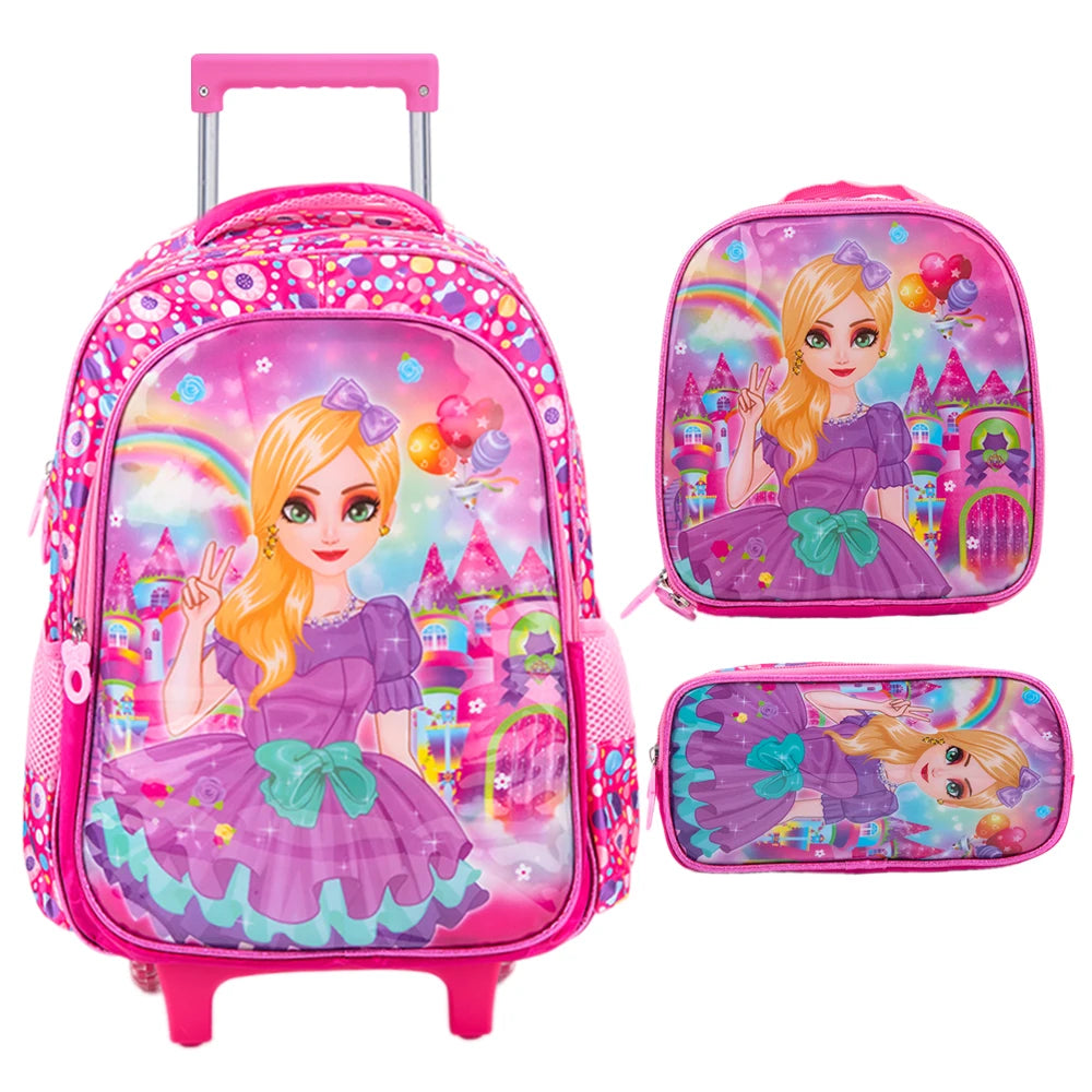 Bolsa de Rodinha com Lancheira e Estojo