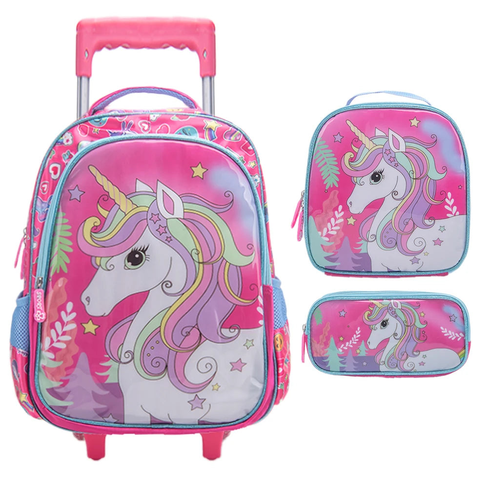 Bolsa de Rodinha com Lancheira e Estojo
