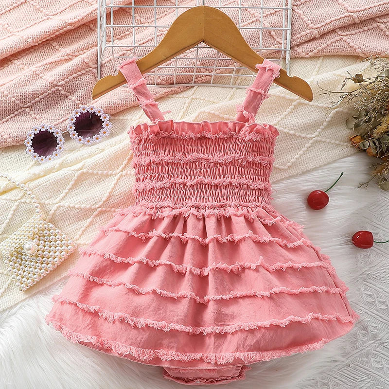 Vestido Rosa com Alça - 6 a 18 meses