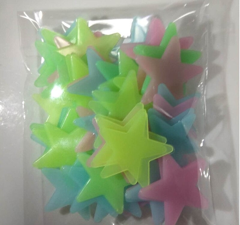 Estrelas fluorescentes decorativas (50 peças)