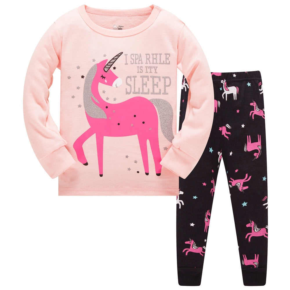 Pijama infantil de algodão para meninas - 3 a 8 anos
