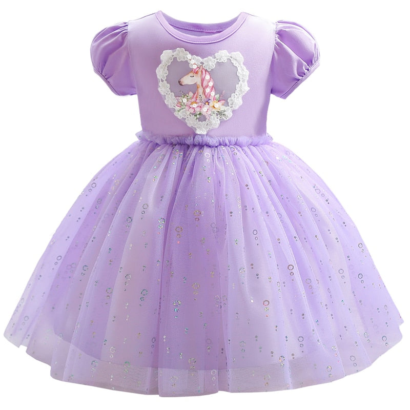 Vestido Unicórnio para meninas - 2 a 10 anos
