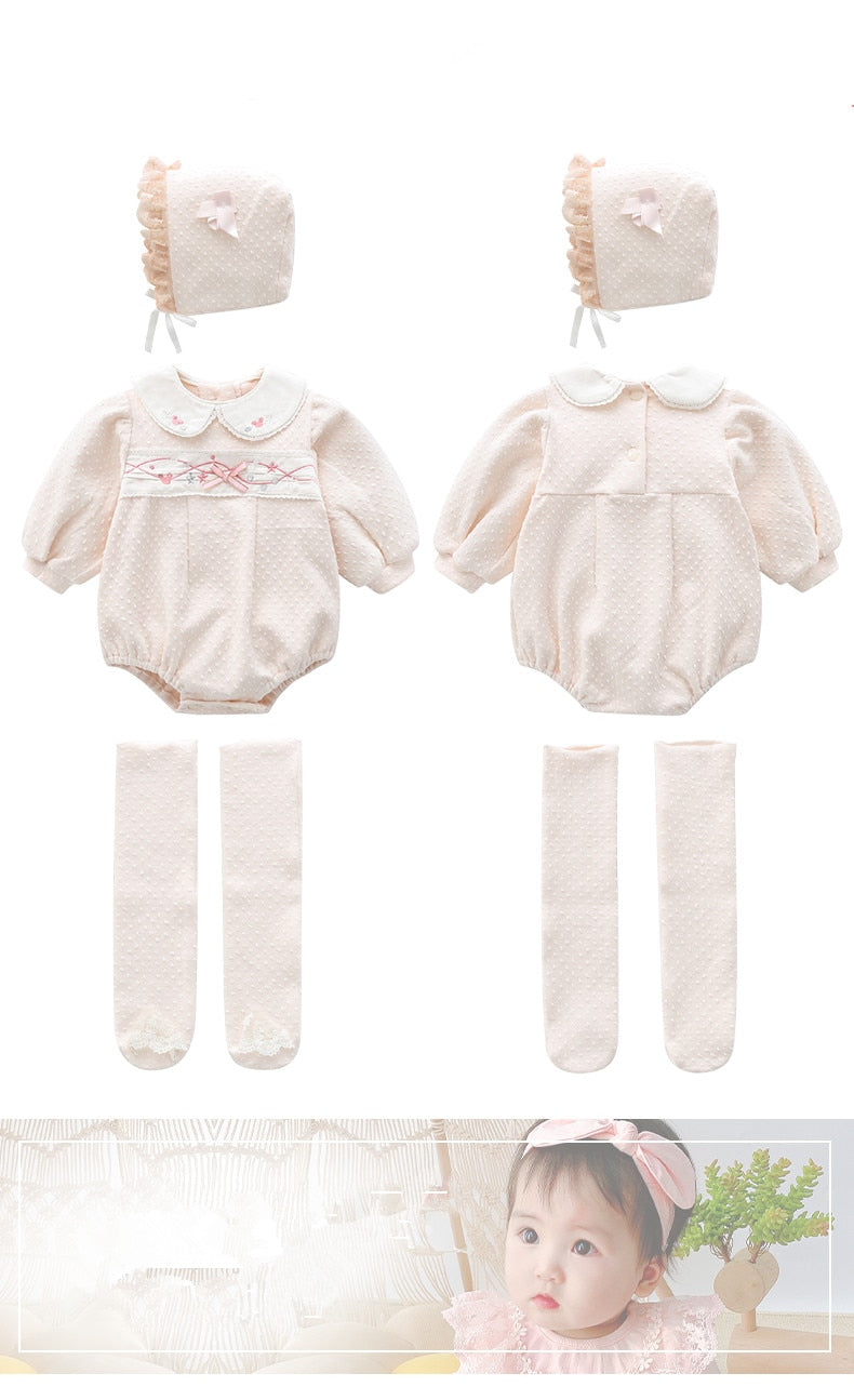 Body Com Touca e Meia para Meninas 3 a 18 Meses