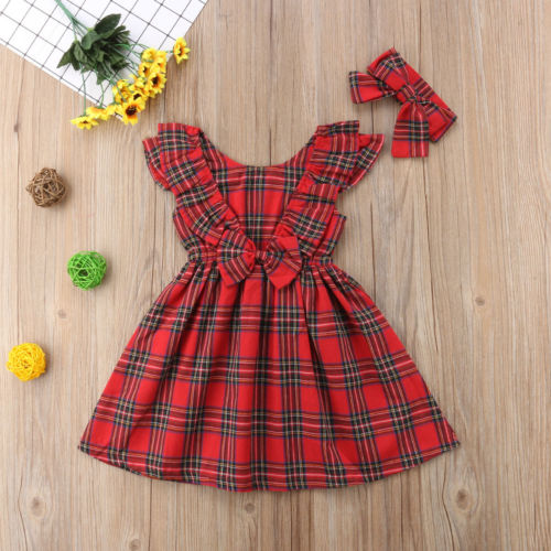 Vestido Xadrez Natalino com Faixa - 2 a 5 anos