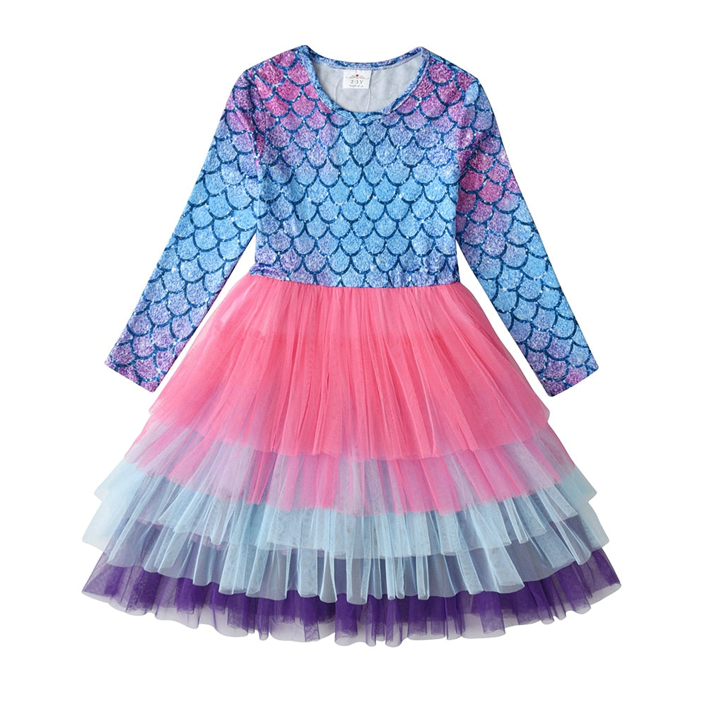 Vestido de Sereia Manga Longa - 2 a 8 anos