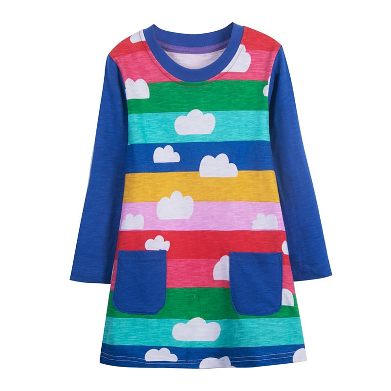 Vestido Manga Longa Para Meninas - 2 a 7 anos