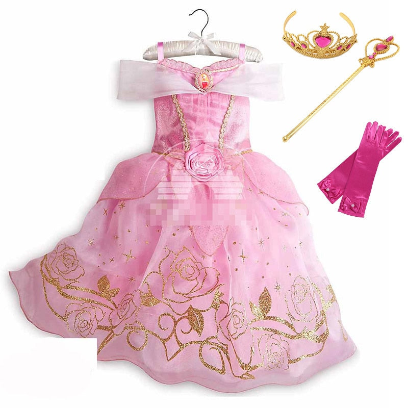 Vestido da Bela Adormecida para crianças - 3 a 8 anos
