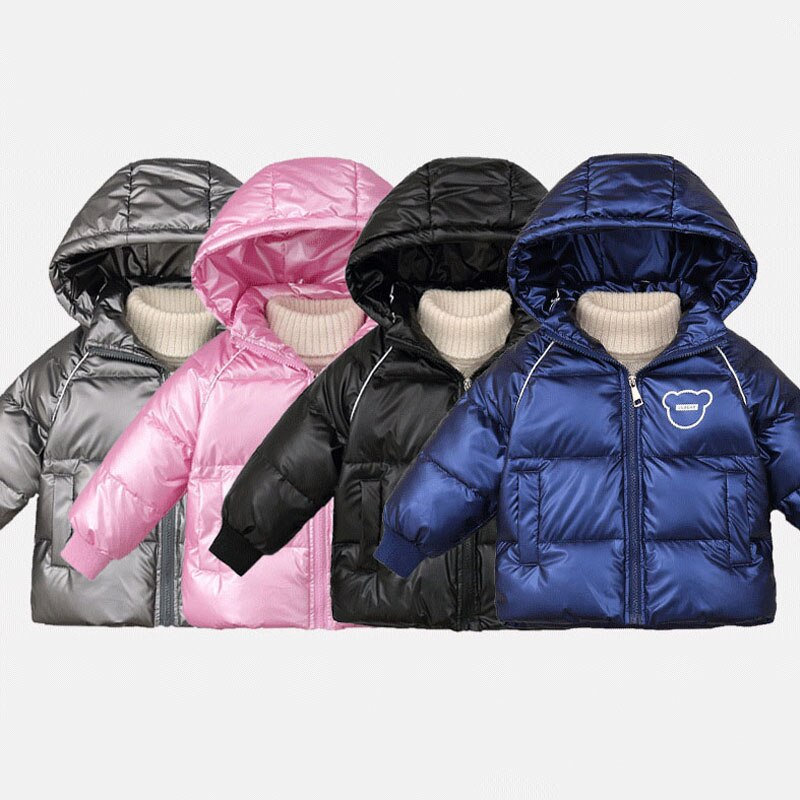 Jaqueta Infantil de Inverno com Capuz e Desenho nas Costas - 2-6 anos