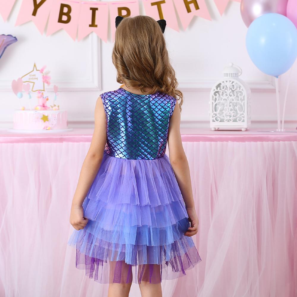 Vestido de Sereia Manga Curta - 3 a 8 anos