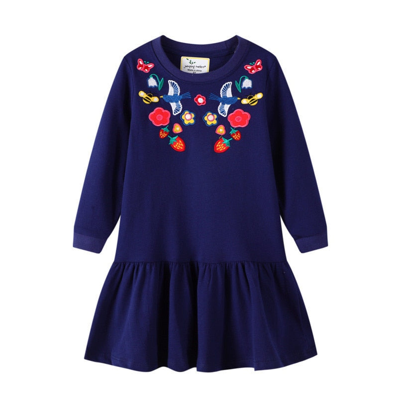 Vestido manga longa para meninas - 2 a 7 anos