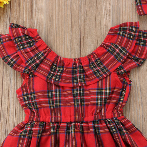 Vestido Xadrez Natalino com Faixa - 2 a 5 anos