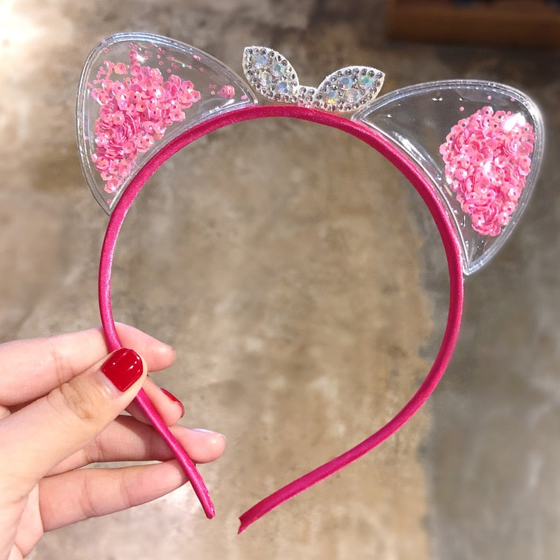 Tiara com orelhas de gatinha para meninas
