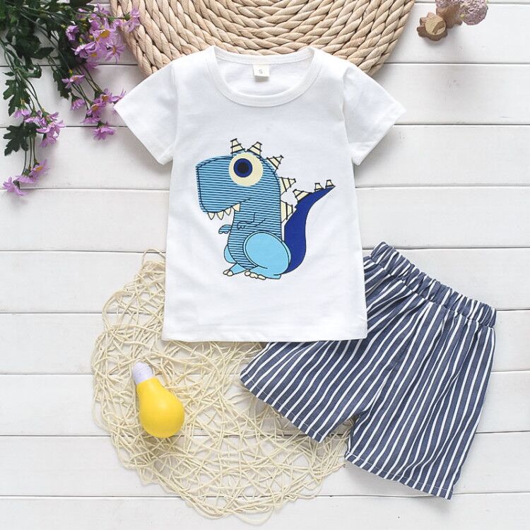 Conjunto de Roupas de Verão Para Meninos Com Duas Peças (Camisa + Bermuda) - 9 Meses a 4 Anos