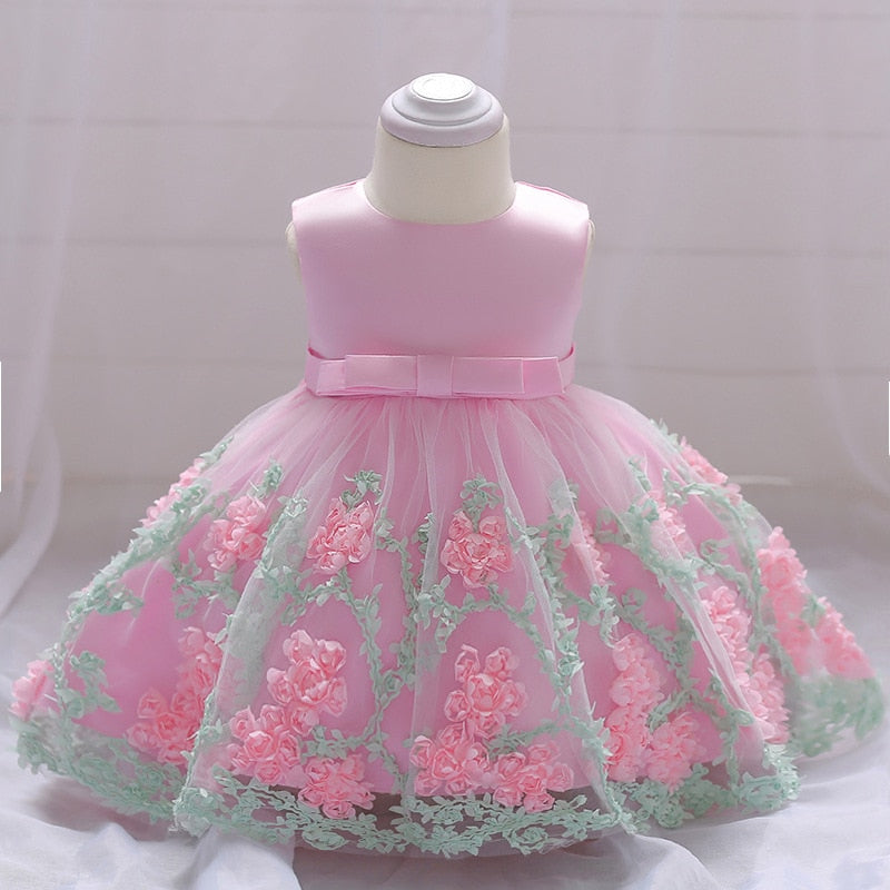 Vestido elegante floral para meninas - 3 meses a 2 anos