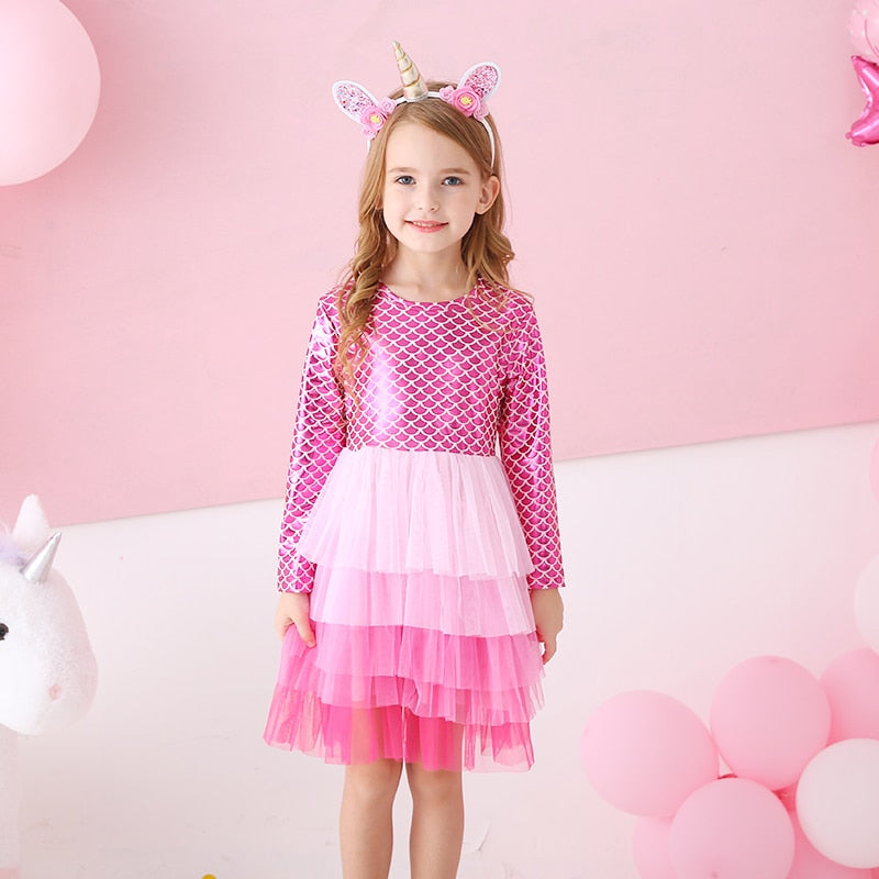 Vestido de Sereia Manga Longa - 2 a 8 anos