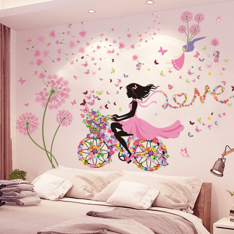 Adesivo decorativo (papel de parede) - flores, flamingo, bailarinas