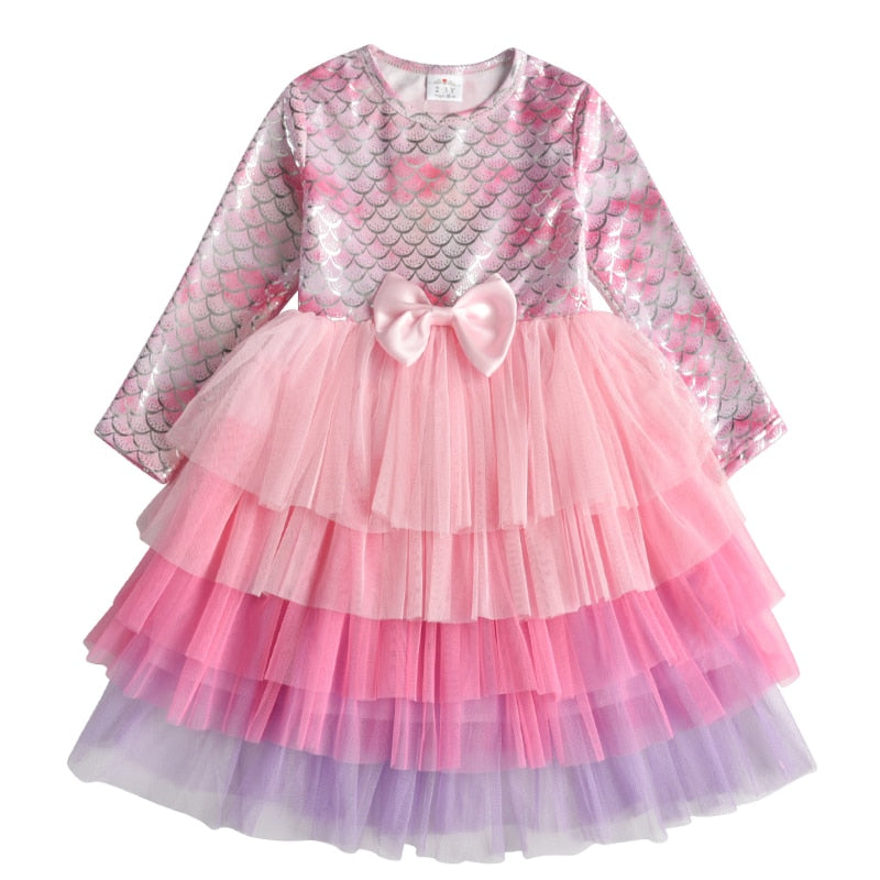 Vestido de Sereia Manga Longa - 2 a 8 anos