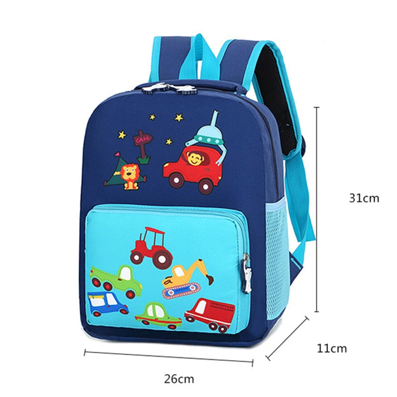 Mochila Escolar Infantil de Carros e Animais