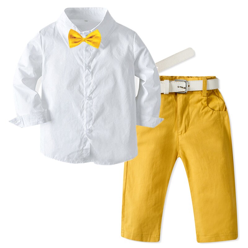 Conjunto Camisa com Gravata, Calça e Suspensório - 1 a 7 anos