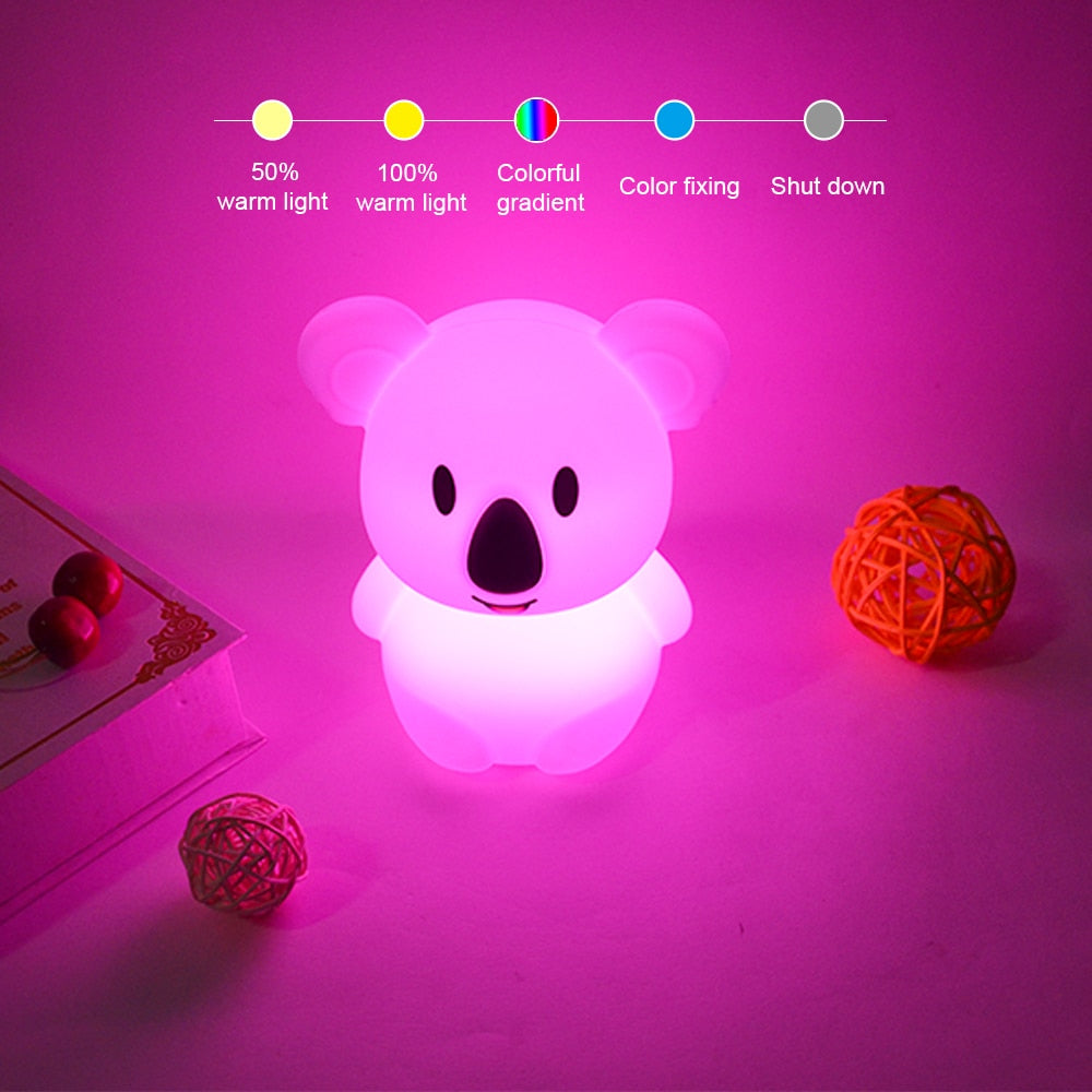 Luminária de LED em Formato de Koala, com Temporizador e Controle Remoto
