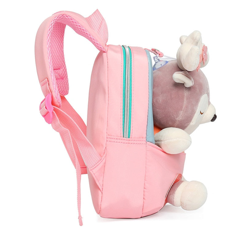 Mochila Escolar Infantil Animais de Pelúcia